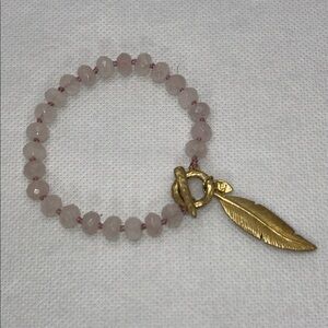 NWOT Genuine Gold Plated Sterling Silver Faceted Rose Quartz Designer Bracelet
